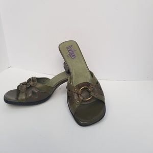 Indigo   olive slippers heels